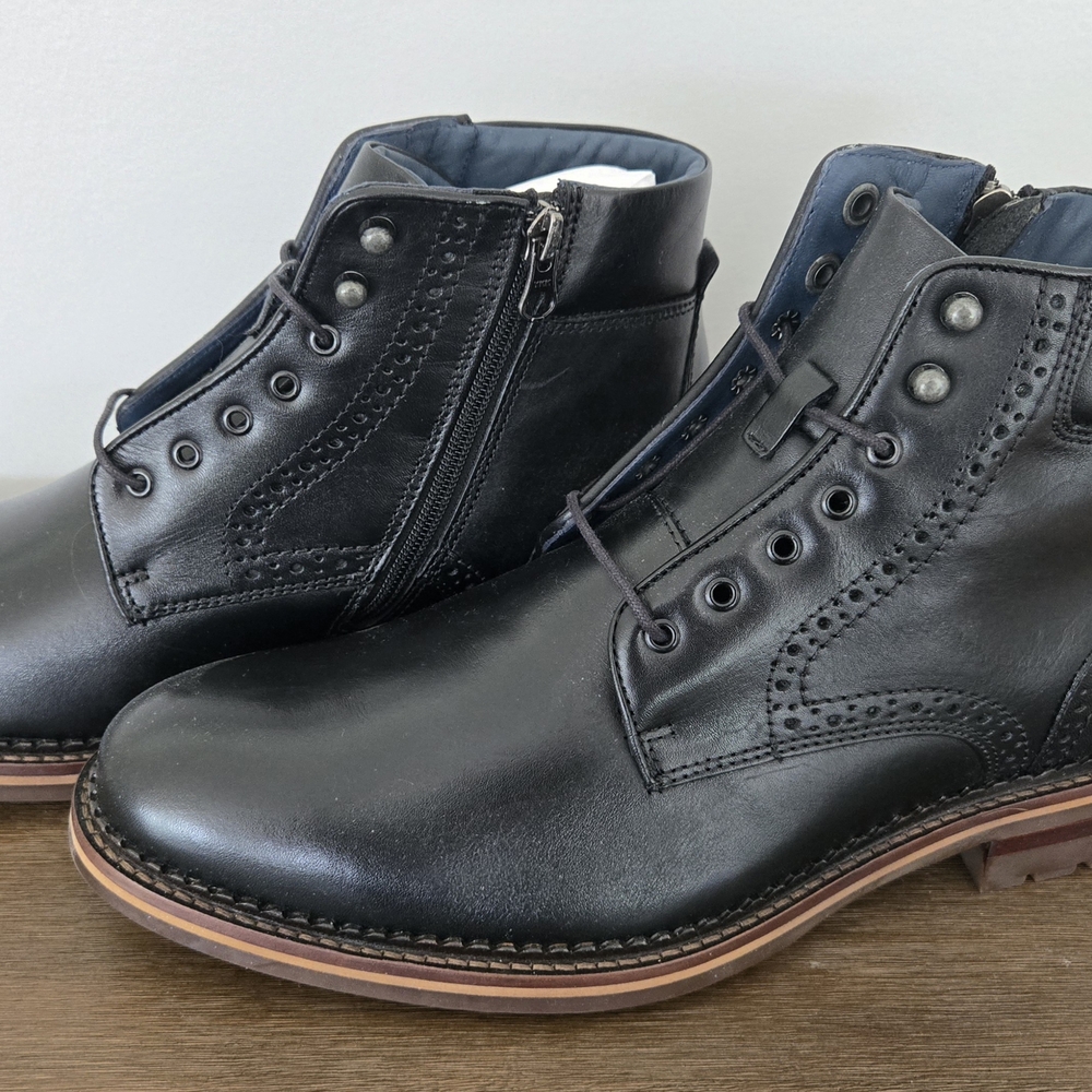 Johnston & Murphy Black Leather Dress Boots with Side Zipper